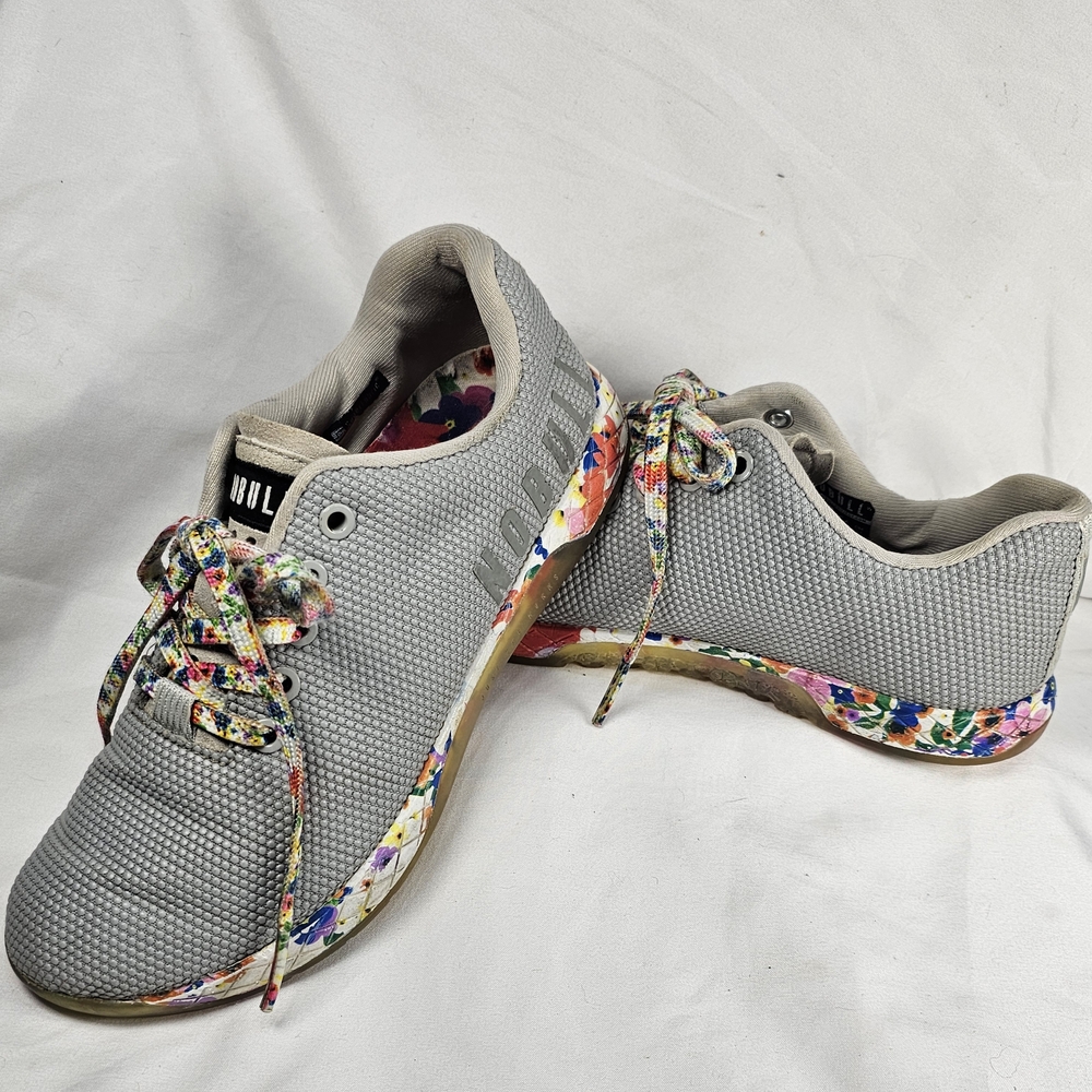 NOBULL Gray Sneakers with Colorful Floral Design